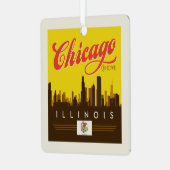 Chicago Illinois Skyline Metalen Ornament (Voorkant links)