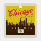 Chicago Illinois Skyline Metalen Ornament (Achterkant)