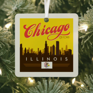 Chicago Illinois Skyline Metalen Ornament
