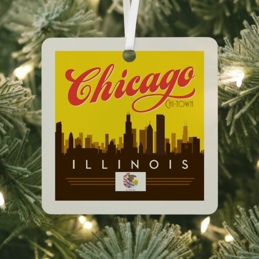 Chicago Illinois Skyline Metalen Ornament (Insitu)