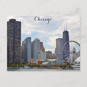 Chicago Illinois Skyline Navy Pier Photo Briefkaart