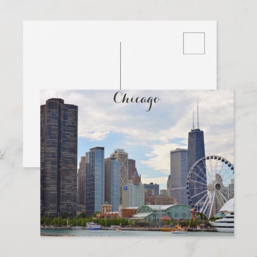 Chicago Illinois Skyline Navy Pier Photo Briefkaart (Voorkant / Achterkant)