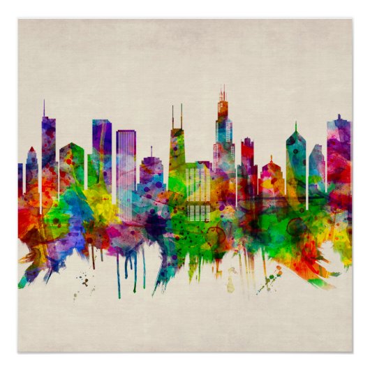 Chicago Illinois Skyline Perfect Poster (Voorkant)