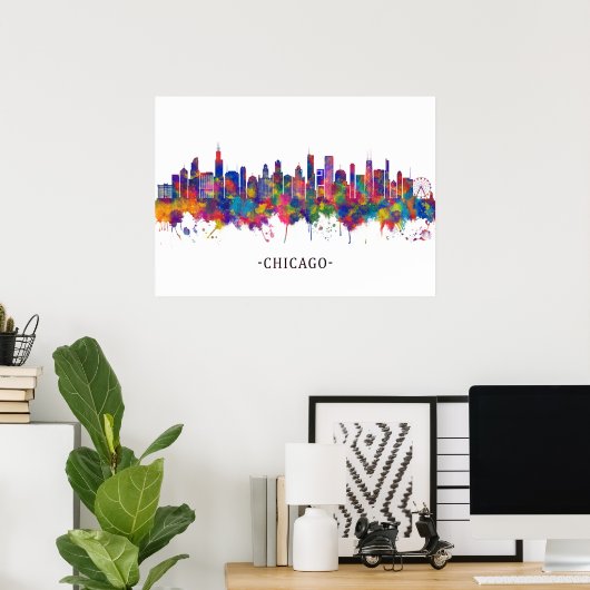 Chicago Illinois Skyline Poster (Thuiskantoor)