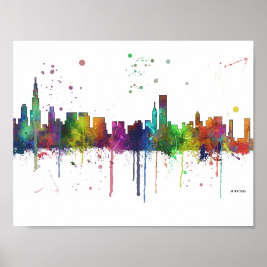 CHICAGO, ILLINOIS SKYLINE POSTER (Voorkant)