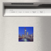Chicago, Illinois, Skyline 's nachts met Chicago Magneet (Insitu (Vaatwasser))