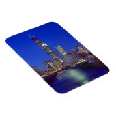 Chicago, Illinois, Skyline 's nachts met Chicago Magneet (Rechterzijde)