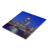 Chicago, Illinois, Skyline 's nachts met Chicago Tegeltje (Zijkant)