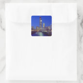 Chicago, Illinois, Skyline 's nachts met Chicago Vierkante Sticker (Tas)