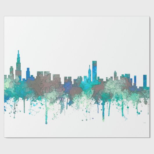 Chicago Illinois Skyline-SG-Oerwoud Cadeaupapier (Vlak)