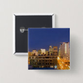 Chicago, Illinois, skyline shot van West Loop Vierkante Button 5,1 Cm (Voorkant /achterkant)