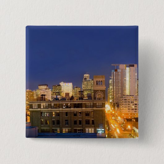 Chicago, Illinois, skyline shot van West Loop Vierkante Button 5,1 Cm (Voorkant)
