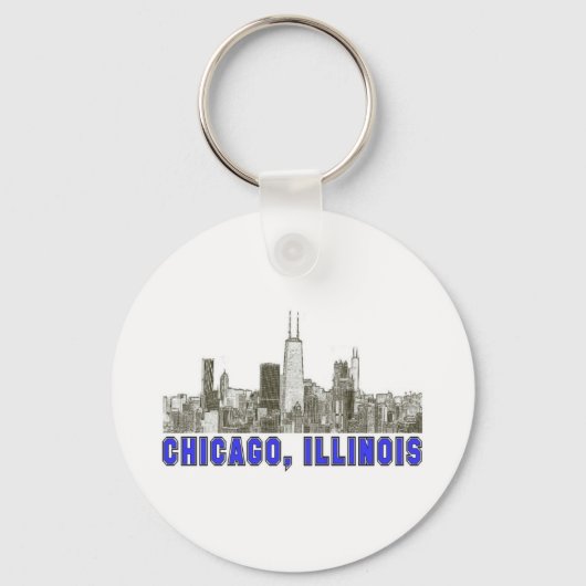 Chicago, Illinois Skyline Sleutelhanger (Voorkant)