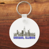 Chicago, Illinois Skyline Sleutelhanger (Voorkant)