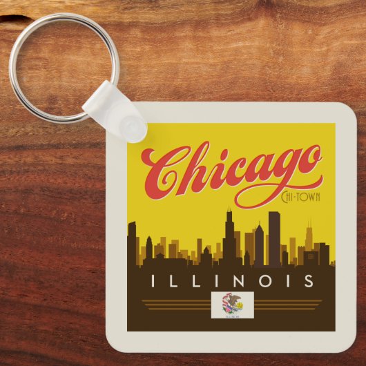 Chicago Illinois Skyline Sleutelhanger (Voorkant)