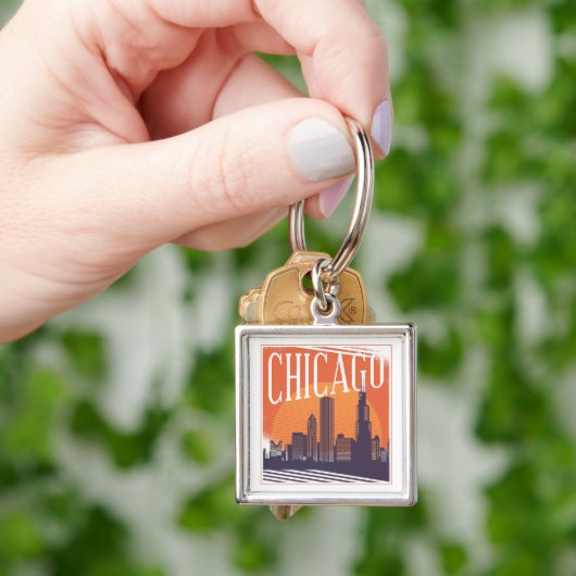 Chicago Illinois Skyline Sleutelhanger (Hand)