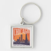 Chicago Illinois Skyline Sleutelhanger (Voorkant)