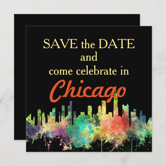 CHICAGO, ILLINOIS SKYLINE SP - SAVE THE DATE (Voorkant / Achterkant)