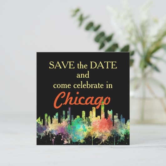CHICAGO, ILLINOIS SKYLINE SP - SAVE THE DATE (Staand voorkant)