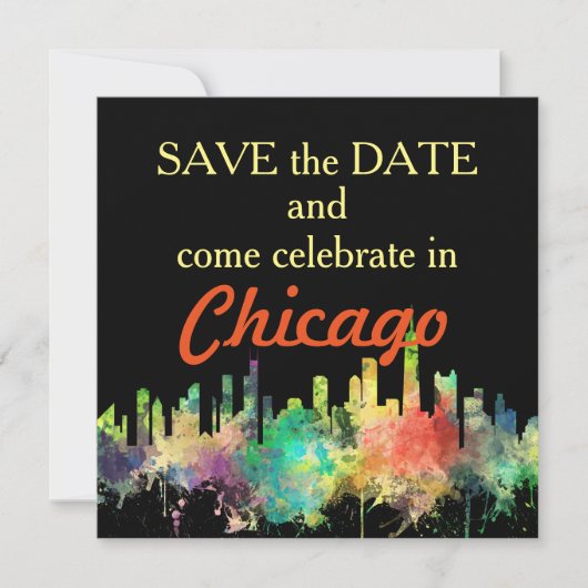 CHICAGO, ILLINOIS SKYLINE SP - SAVE THE DATE (Voorkant)