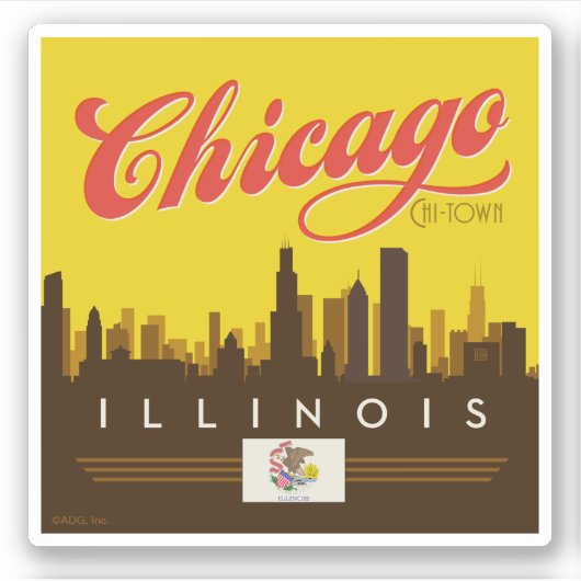 Chicago Illinois Skyline Sticker (Voorkant)