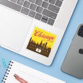 Chicago Illinois Skyline Sticker (Laptop met iPhone)