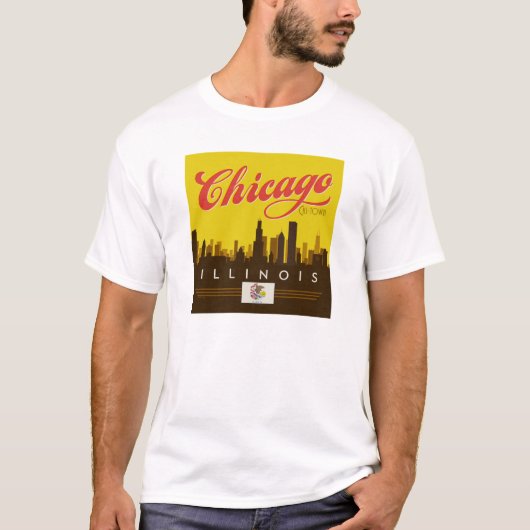 Chicago Illinois Skyline T-shirt (Voorkant)