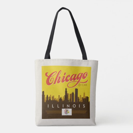 Chicago Illinois Skyline Tote Bag (Achterkant)