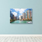 Chicago Illinois Skyline Travel Photo Canvas Afdruk (Insitu (Houten vloer))