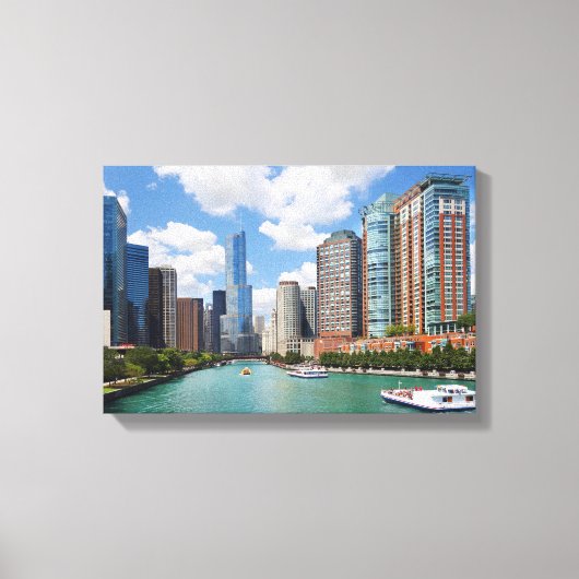 Chicago Illinois Skyline Travel Photo Canvas Afdruk (Voorkant)