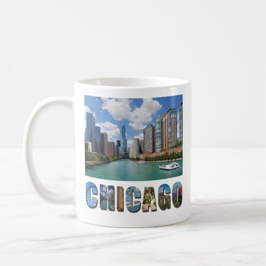 Chicago Illinois Skyline Travel Photo Koffiemok (Links)