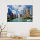 Chicago Illinois Skyline Travel Photo Poster (Keuken)