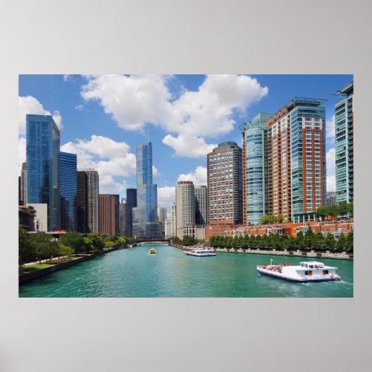 Chicago Illinois Skyline Travel Photo Poster (Voorkant)