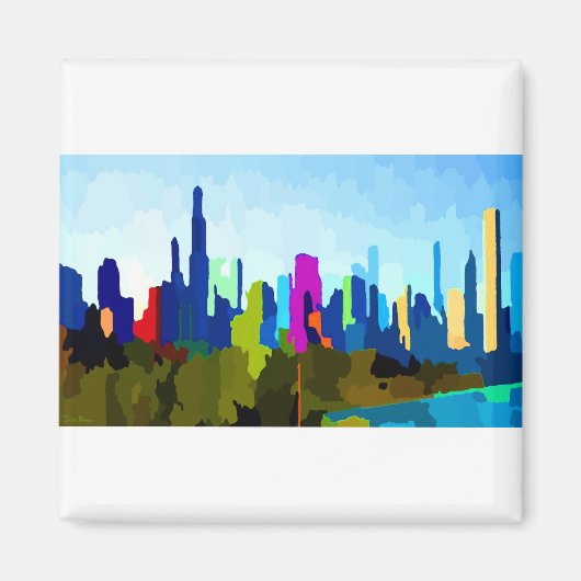 Chicago Illinois Skyline van Jon Baran Magneet (Voorkant)