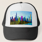 Chicago Illinois Skyline van Jon Baran Trucker Pet (Voorkant)