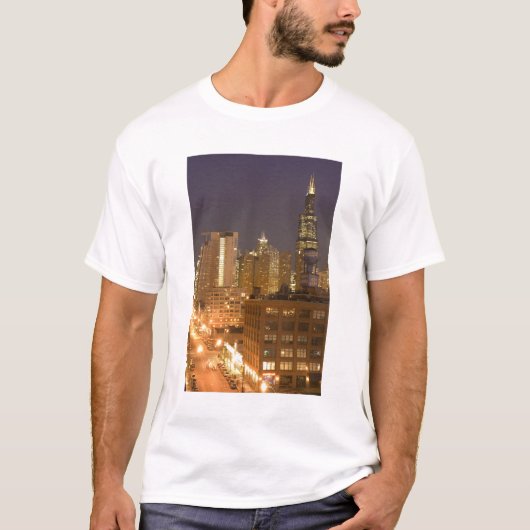 Chicago, Illinois, Skyline van West Loop bij T-shirt (Voorkant)