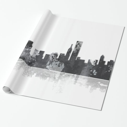 CHICAGO ILLINOIS SKYLINE - verpakkingspapier Cadeaupapier (Uitgerold)