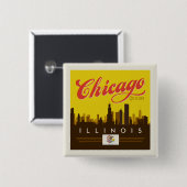 Chicago Illinois Skyline Vierkante Button 5,1 Cm (Voorkant /achterkant)