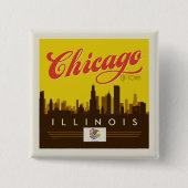Chicago Illinois Skyline Vierkante Button 5,1 Cm (Voorkant)