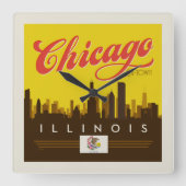 Chicago Illinois Skyline Vierkante Klok (Voorkant)