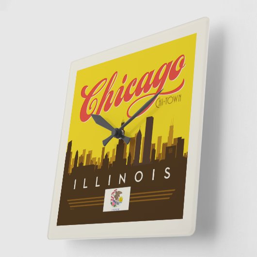 Chicago Illinois Skyline Vierkante Klok (Hoek)