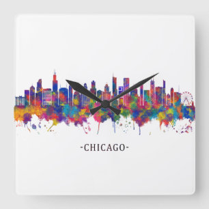 Chicago Illinois Skyline Vierkante Klok