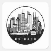 Chicago Illinois Skyline Vierkante Sticker (Voorkant)
