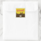 Chicago Illinois Skyline Vierkante Sticker (Tas)