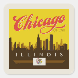 Chicago Illinois Skyline Vierkante Sticker