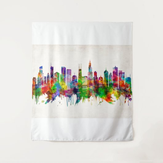 Chicago Illinois Skyline Wandkleed (Voorkant)