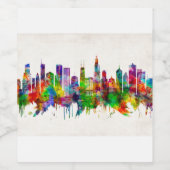 Chicago Illinois Skyline Wijn Etiket (Enkel label)