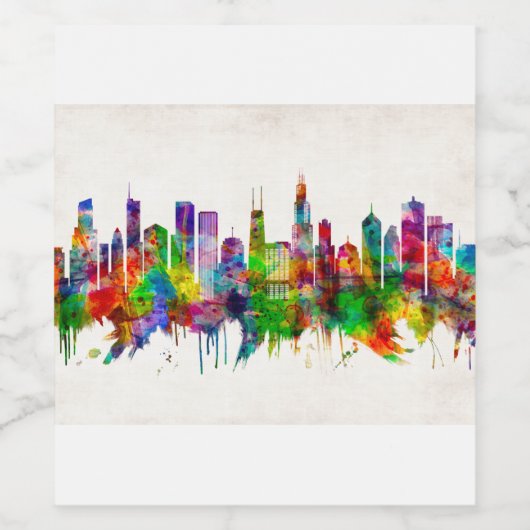 Chicago Illinois Skyline Wijn Etiket (Enkel label)