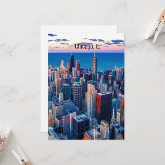 Chicago, Illinois Skyscrapers Kaart (Voorkant / Achterkant in situ)