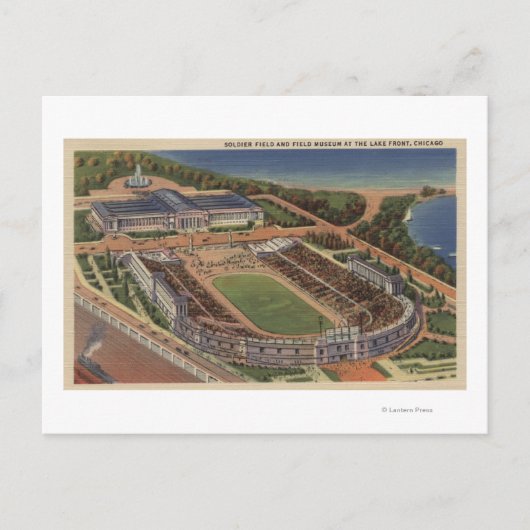 Chicago, Illinois, Soldaten Field en Field Briefkaart (Voorkant)